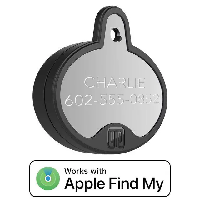 Alt view image 2 of 3 - ID Custom Engraved Locator - Works with Apple Find My (No GPS Subscription Or Monthly Fee) Personalized Tracker Device, Silver Oval