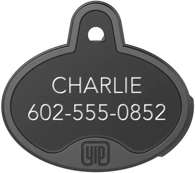 Main image of ID Custom Engraved Locator - Works with Apple Find My (No GPS Subscription Or Monthly Fee) Personalized Tracker Device, Black Oval