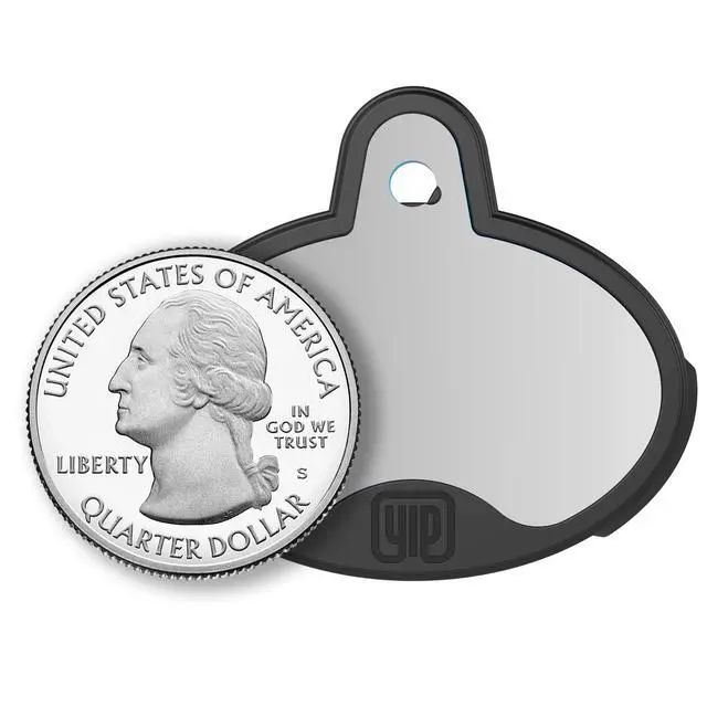 Alt view image 3 of 3 - ID Custom Engraved Locator - Works with Apple Find My (No GPS Subscription Or Monthly Fee) Personalized Tracker Device, Silver Oval