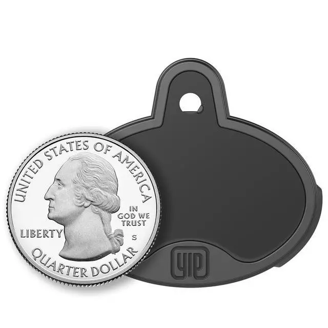 Alt view image 3 of 3 - ID Custom Engraved Locator - Works with Apple Find My (No GPS Subscription Or Monthly Fee) Personalized Tracker Device, Black Oval