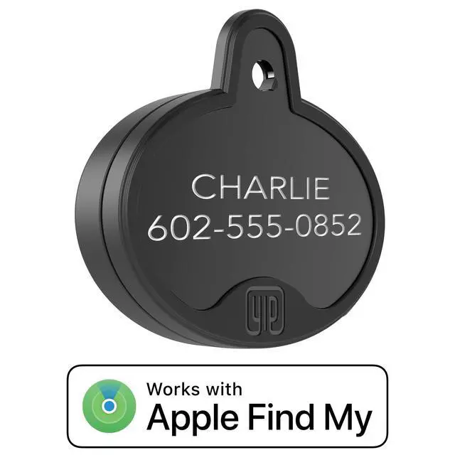 Alt view image 2 of 3 - ID Custom Engraved Locator - Works with Apple Find My (No GPS Subscription Or Monthly Fee) Personalized Tracker Device, Black Oval