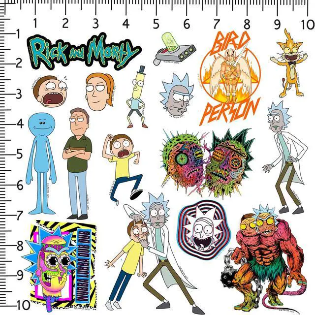 Alt view image 2 of 6 - Rick and Morty 150 Vinyl Stickers Waterproof Die-Cut Decals Laptop Car
