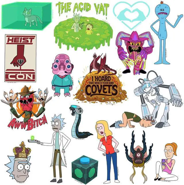 Alt view image 3 of 6 - Rick and Morty 150 Vinyl Stickers Waterproof Die-Cut Decals Laptop Car