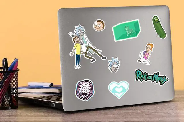 Alt view image 5 of 6 - Rick and Morty 150 Vinyl Stickers Waterproof Die-Cut Decals Laptop Car