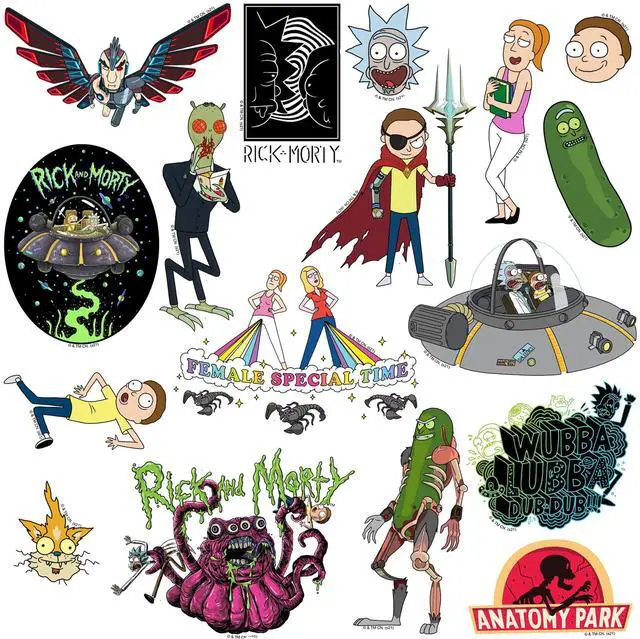 Alt view image 4 of 6 - Rick and Morty 150 Vinyl Stickers Waterproof Die-Cut Decals Laptop Car