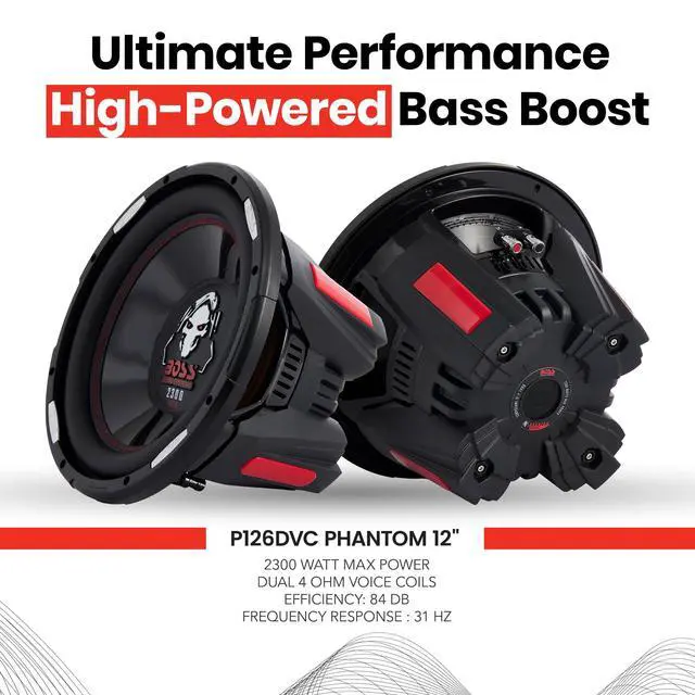 Alt view image 5 of 7 - Phantom 12 in Subwoofer Speaker, 2300W, 4 Ohm, P126DVC | Dual Copper Voice Coil, Poly Injection Cone, Rubber Surround, Stamped Steel Basket, 1150W RMS, Sealed or Ported Box Ready