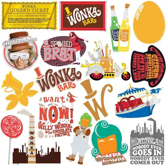 Alt view image 4 of 6 - Willy Wonka and the Chocolate Factory 150 Vinyl Stickers Waterproof Die-Cut