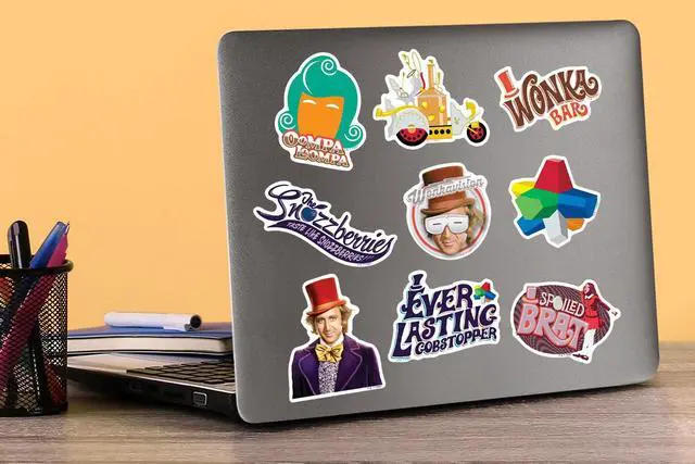 Alt view image 5 of 6 - Willy Wonka and the Chocolate Factory 150 Vinyl Stickers Waterproof Die-Cut