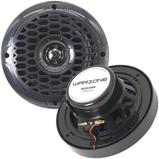 Main image of WZ65MK 6.5-Inch 2-Way Marine Speaker, 550W Max, 4 Ohms, 12oz Magnet, Black Injection Cone with Rubber Edge for Boats and Outdoor Audio (2 Speakers)