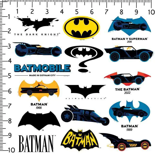 Alt view image 2 of 6 - Batman Batmobile Through the Ages 150 Vinyl Stickers Waterproof Die-Cut Car