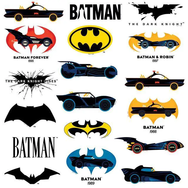Alt view image 3 of 6 - Batman Batmobile Through the Ages 150 Vinyl Stickers Waterproof Die-Cut Car