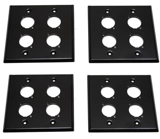 Alt view image 2 of 5 - (4) Four Double Gang Blank Wall Plate for Four XLR Male or Female Panel Mount D Type BLACK Steel