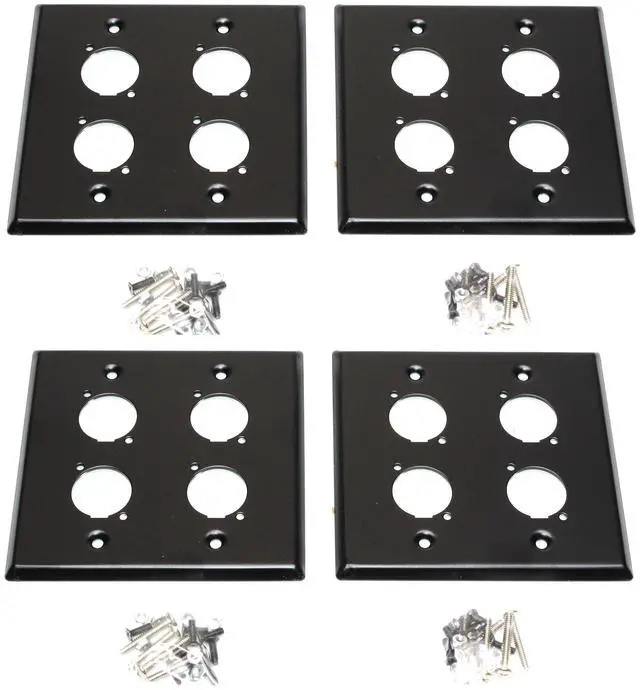 Alt view image 3 of 5 - (4) Four Double Gang Blank Wall Plate for Four XLR Male or Female Panel Mount D Type BLACK Steel