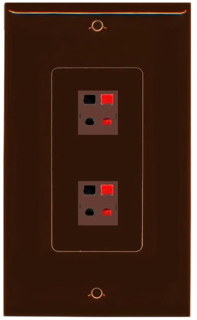 Main image of 2 Port Speaker Decorative Wall Plate - Brown - Bracket Included