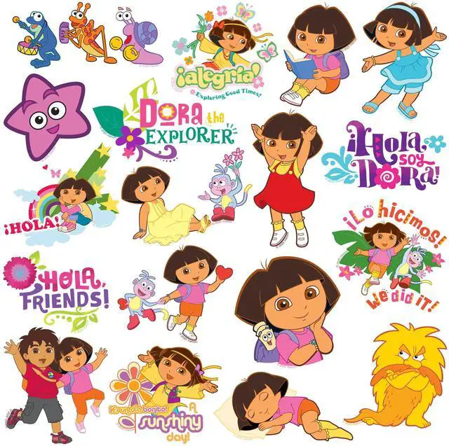 Alt view image 3 of 6 - Dora the Explorer 200 Vinyl Stickers Waterproof Die-Cut Decals Laptop Car