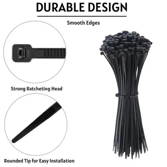 Alt view image 3 of 6 - Made in USA Cable Ties, 36 Inch 50 Pcs, 175 Lbs Test Black | Self-locking Zip Ties UV Resistant Plastic Nylon Wire Ties, for Indoor or Outdoor Use