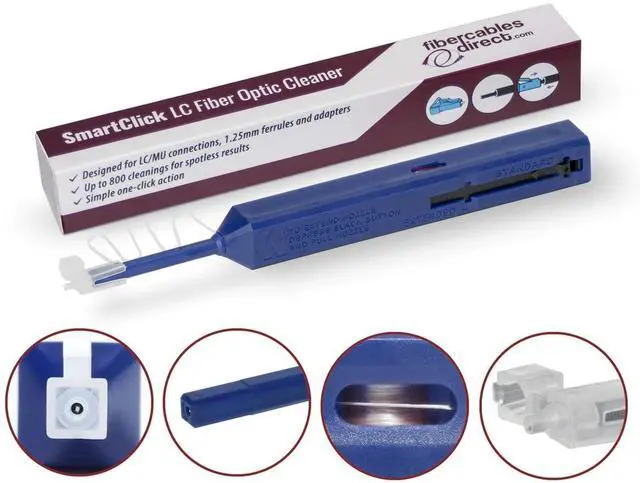 Alt view image 2 of 6 - LC Fiber Contact Cleaner | Smart Click LC/MU Fiber Optic Cable Cleaning Pen for 1.25mm Ferrule Connectors | 800+ Dynamic Microfiber Sweep/Rotate Motion - Usage Server