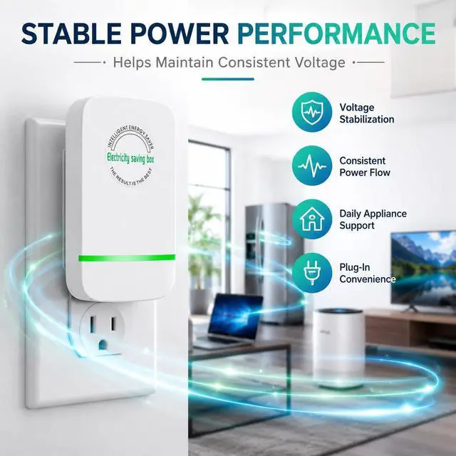 Alt view image 2 of 7 - Electricity Saving Box,Smart Intelligent Energy Power Savings Reduce Bills | Power Savings Device to Reduce, Electric Bill Power Plug in Home Office Surge Protector Strips Voltage Outlet