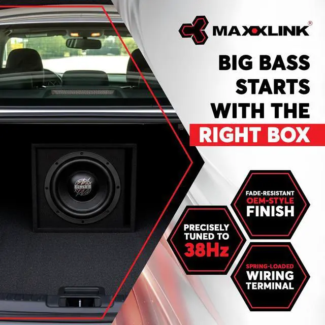 Alt view image 3 of 7 - Maxxlink by MBXP-112 12 Inch Single Ported Subwoofer Enclosure, Universal Fit Sub Box with UV Treated Carpet for in-Car Audio Systems, Black