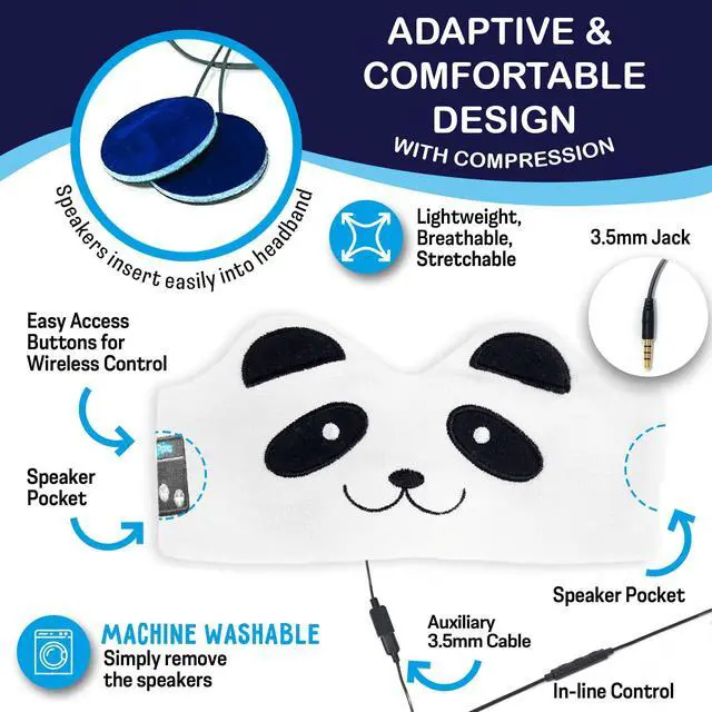 Alt view image 3 of 7 - Sensory Headphones for Kids - Autism Sensory Toys, Wireless & Wired Toddler Headphones with Volume Limiting, Comfortable Soft Headband for Travel, Ideal for Sensory-Sensitive Children - Panda
