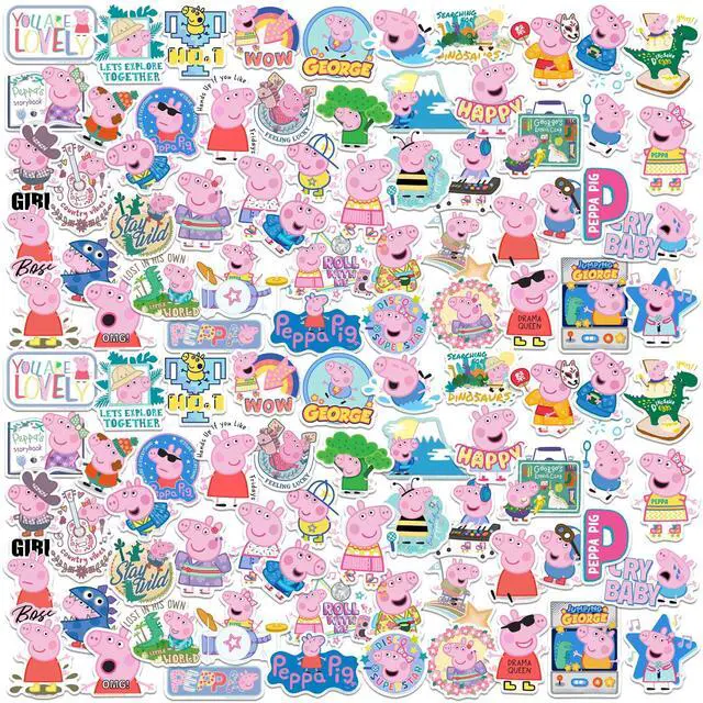 Main image of Peppa Pig and George 150 Vinyl Stickers Waterproof Die-Cut Decals Laptop