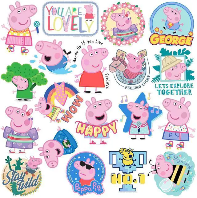 Alt view image 3 of 6 - Peppa Pig and George 150 Vinyl Stickers Waterproof Die-Cut Decals Laptop