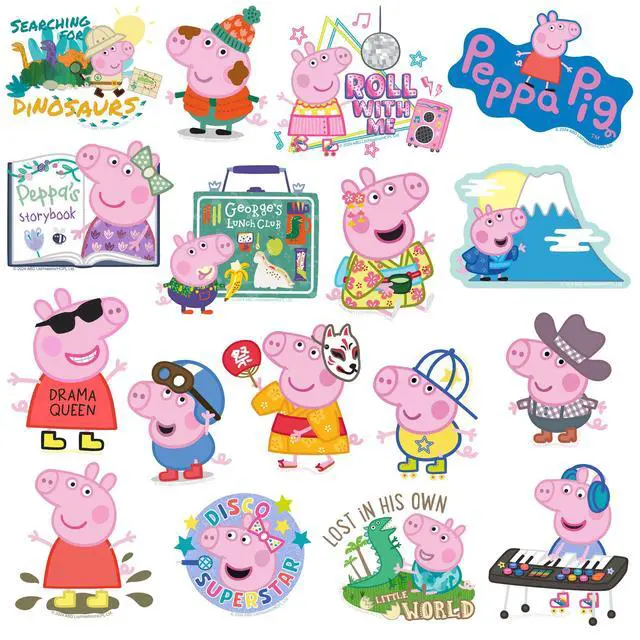 Alt view image 4 of 6 - Peppa Pig and George 150 Vinyl Stickers Waterproof Die-Cut Decals Laptop