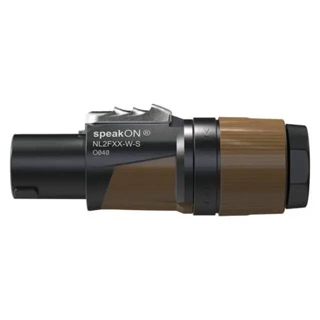 Alt view image 2 of 3 - 16 Neutrik NL2FXX-W-S 2-Pole Locking SpeakON Speaker Connector | Inline female connector in black and brown for secure 2-pole speaker cable connections