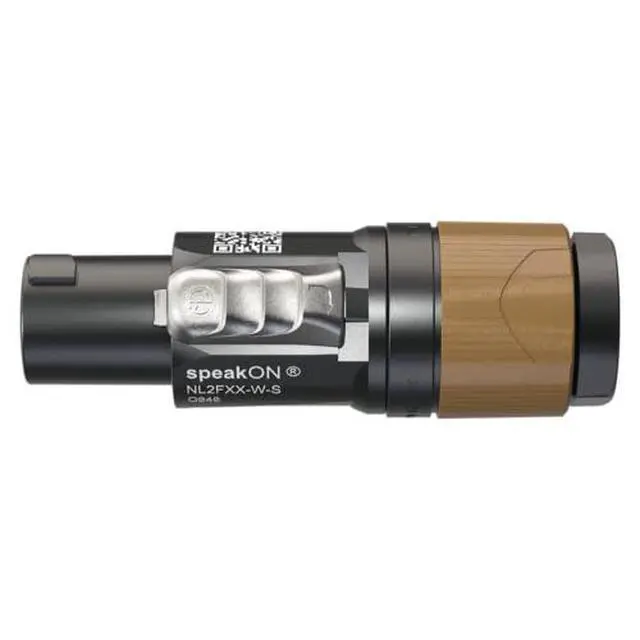 Alt view image 3 of 3 - 16 Neutrik NL2FXX-W-S 2-Pole Locking SpeakON Speaker Connector | Inline female connector in black and brown for secure 2-pole speaker cable connections