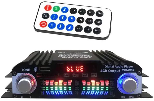 Main image of BT-998 HiFi Audio Power Amplifier 4 Channel Low Distortion Support FM Stereo Radio DC 12V Digital Music Amp for Home Car
