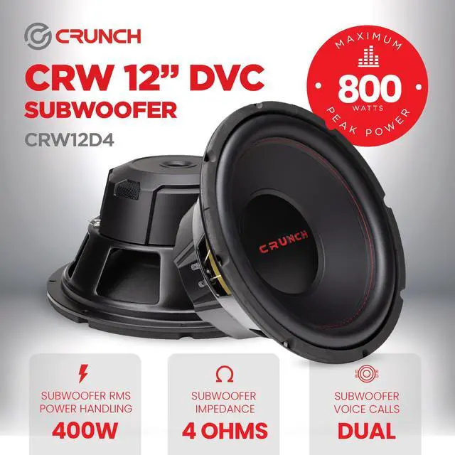 Alt view image 2 of 7 - CRW12D4 12-Inch Car Audio Subwoofer, 800 Watts, 4-Ohm Impedance, Dual Voice Coil