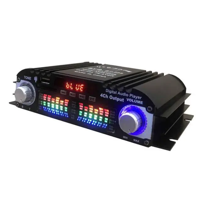 Alt view image 5 of 7 - BT-998 HiFi Audio Power Amplifier 4 Channel Low Distortion Support FM Stereo Radio DC 12V Digital Music Amp for Home Car