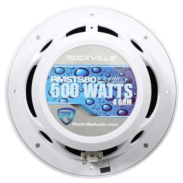 Alt view image 7 of 7 - RMSTS80W 8" 2-Way Waterproof Marine Boat Speakers, White, 4-Pack