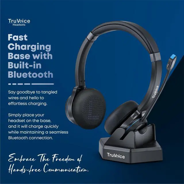 Alt view image 4 of 6 - BT65 Wireless USB Headset with Hi-Fi Audio and Noise Canceling Microphone - v5.2 Bluetooth Fast Charging Base and 15hr Talk time - Multi Connectivity with Both Computer and Cell Phone