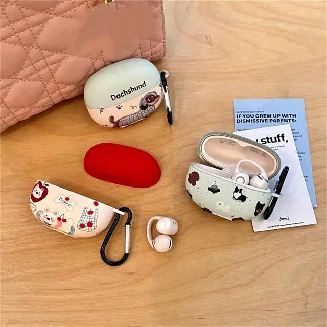 Alt view image 5 of 6 - Compatible with SHOKZ OpenDots ONE/OpenDots 2 Case with Keychain | Soft IMD Cover with Cleaning Pen, Cute Puppy Dog Design Full Protection Headphone Accessories for Men Women