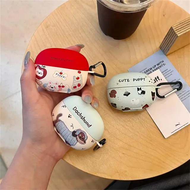 Alt view image 6 of 6 - Compatible with SHOKZ OpenDots ONE/OpenDots 2 Case with Keychain | Soft IMD Cover with Cleaning Pen, Cute Puppy Dog Design Full Protection Headphone Accessories for Men Women