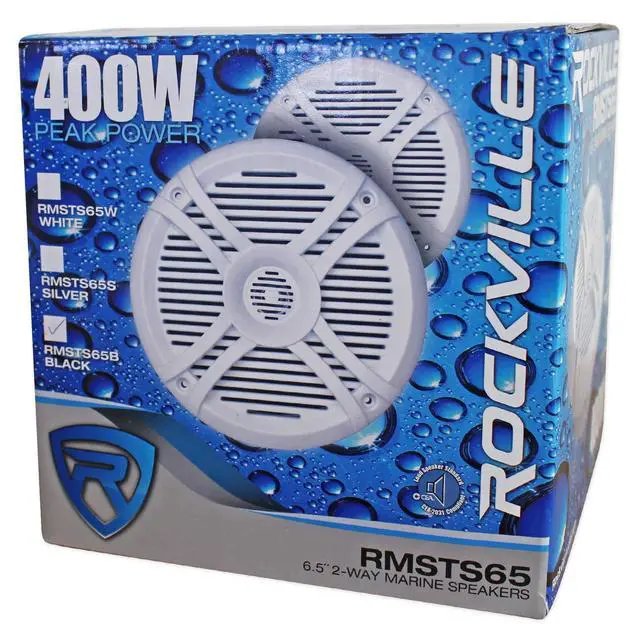 Alt view image 6 of 6 - RMSTS65B 6.5" Black 2-Way Waterproof Marine Boat Speakers, Pair | 800W Peak / 100W RMS Each, Swivel Tweeter, UV Treated, Stainless Steel Terminals, 4 Ohm, 91dB, Includes Speaker Wire