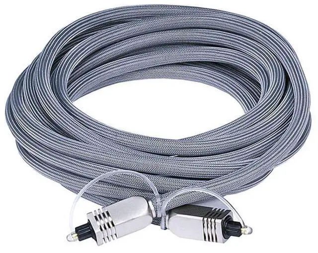 Main image of 106271 Premium S/PDIF (Toslink) Digital Optical Audio Cable - Silver - 15ft | Heavy Duty Mesh Jacket, Metal Connector Heads, For Play Station, Xbox one, Home theater & More Gray