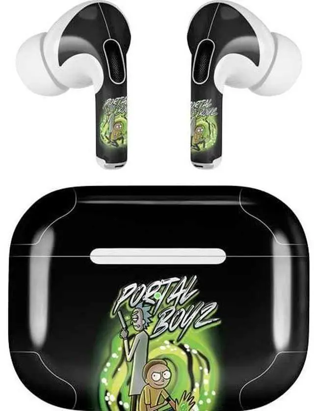 Main image of Decal Audio Skin Compatible with Apple AirPods Pro - Officially Licensed Adult Swim Rick and Morty Portal Boyz Design