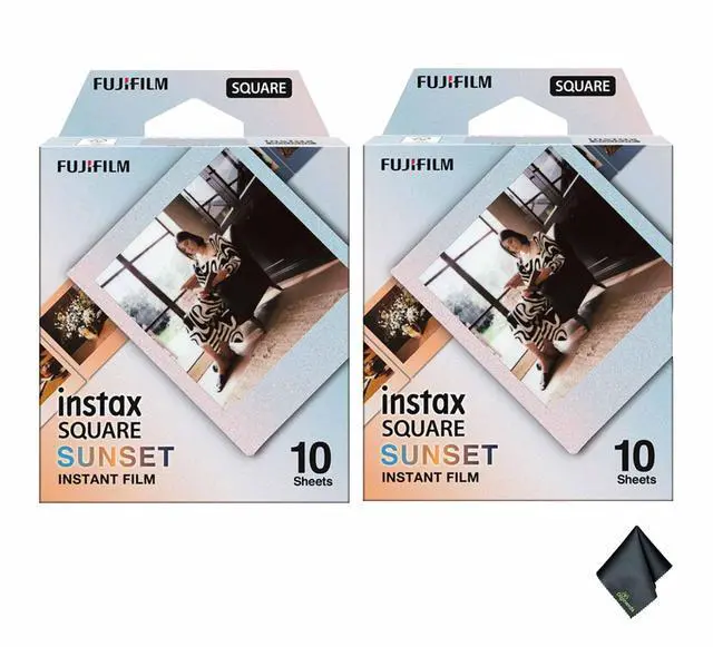 Main image of INSTAX Square Sunset Film 20 Exposures Bundle | For Instant Photos, Scrapbooks & Sharing | Includes Cleaning Cloth