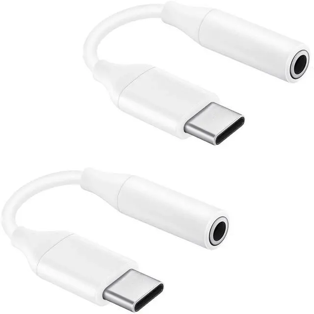 Main image of USB C to 3.5mm Headphone Adapter Compatible with Motorola Edge Plus with Digital DAC Chip That's Dual 1/8 inch TypeC/PD! (2 Pack/White)