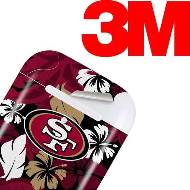 Alt view image 3 of 4 - Decal Audio Skin Compatible with Apple AirPods - Officially Licensed NFL San Francisco 49ers Tropical Print Design