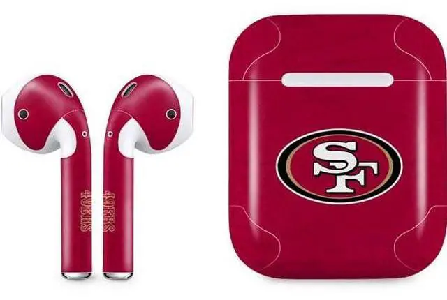 Main image of Decal Audio Skin Compatible with Apple AirPods - Officially Licensed NFL San Francisco 49ers Distressed Design