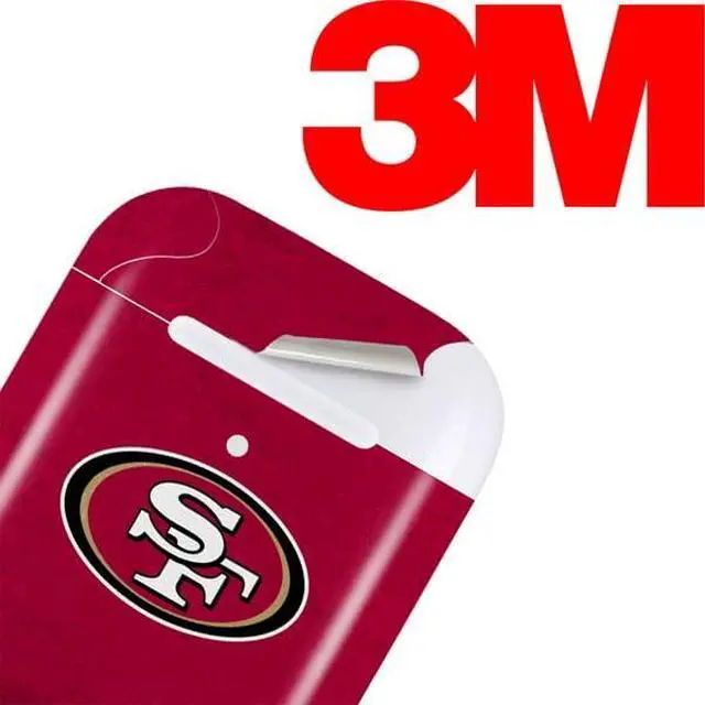 Alt view image 3 of 4 - Decal Audio Skin Compatible with Apple AirPods - Officially Licensed NFL San Francisco 49ers Distressed Design