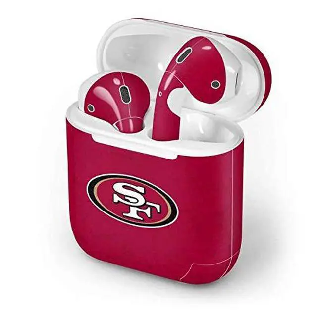 Alt view image 4 of 4 - Decal Audio Skin Compatible with Apple AirPods - Officially Licensed NFL San Francisco 49ers Distressed Design
