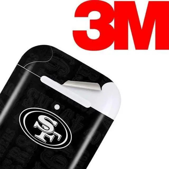 Alt view image 3 of 4 - Decal Audio Skin Compatible with Apple AirPods - Officially Licensed NFL San Franciso 49ers Black & White Design