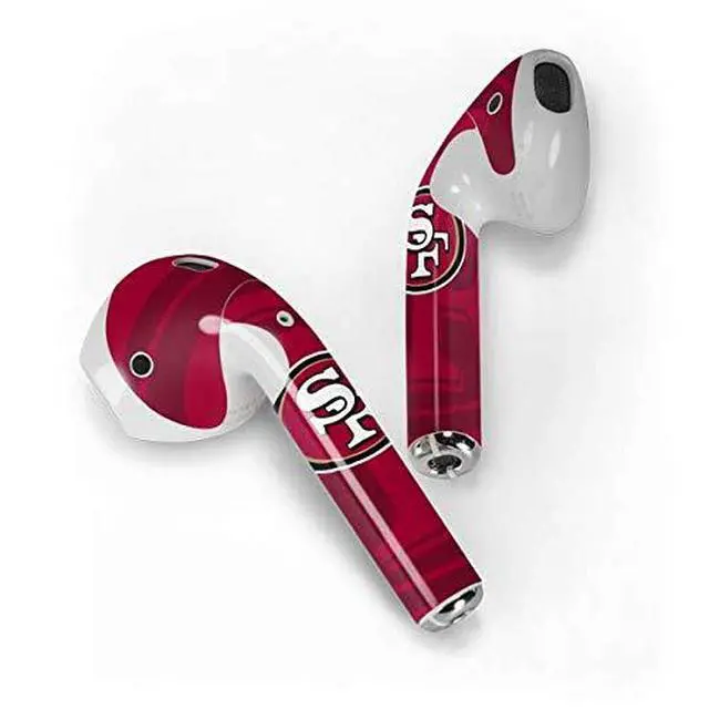 Alt view image 2 of 4 - Decal Audio Skin Compatible with Apple AirPods - Officially Licensed NFL San Francisco 49ers Double Vision Design