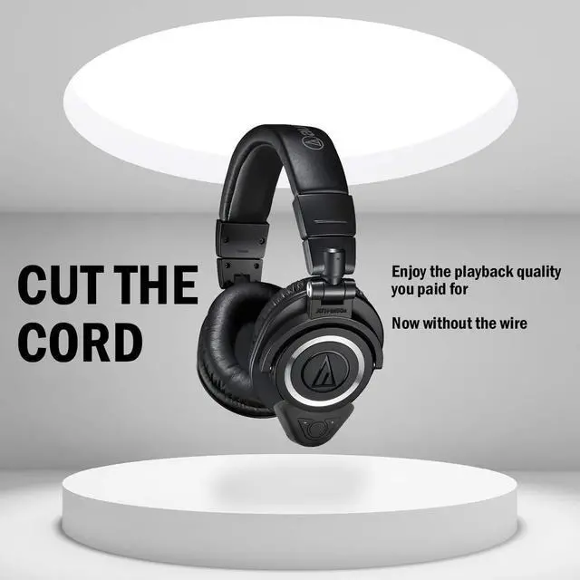 Alt view image 6 of 7 - Bluetooth Adapter for Audio-Technica M50X Studio Headphones w Bundle