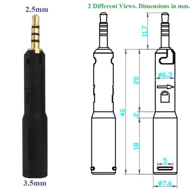 Alt view image 2 of 6 - Rocket 2.5mm Male to 3.5mm Female Adapter (Single Body with no Joints): Extremely Versatile for Attachment to headsets/Devices with 2.5mm Audio Port