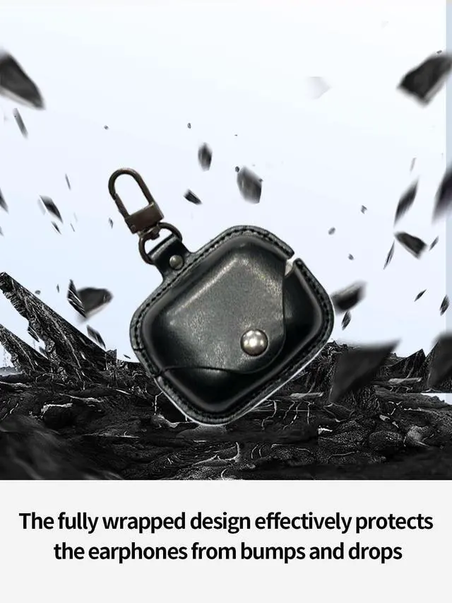 Alt view image 2 of 7 - Compatible with Shokz OpenDots ONE Wireless Earbuds, Leather Shock Resistant Comprehensive Protection Provides a Luxurious Texture,Black